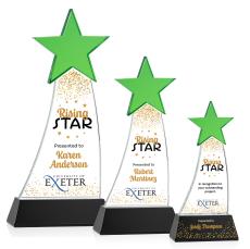 Manolita Full Color Green/Black Star Crystal Award - Full Color Imprint