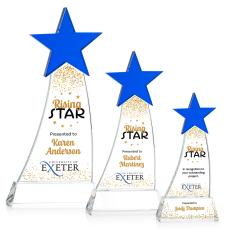Manolita Full Color Blue/Clear Star Crystal Award - Full Color Imprint