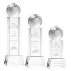 Soccer Ball Clear on Belcroft Base Globe Crystal Award - Globe Awards