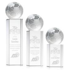 Soccer Ball Globe on Dakota Base Crystal Award - Globe Awards