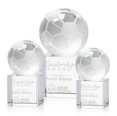Soccer Ball Globe on Granby Base Crystal Award - Globe Awards