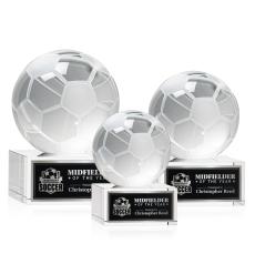 Soccer Ball Globe on Hancock Base Crystal Award - Globe Awards