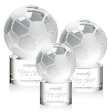 Soccer Ball Globe on Marvel Base Crystal Award - Globe Awards