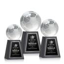 Soccer Ball Globe on Tall Marble Base Crystal Award