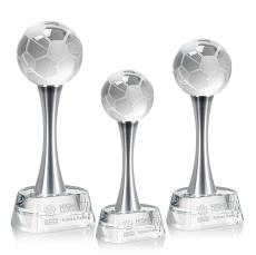 Soccer Ball Globe on Willshire Base Crystal Award - Metal Awards