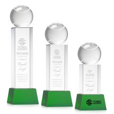 Tennis Ball Green on Belcroft Base Globe Crystal Award - Colored Crystal Awards