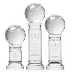 Tennis Ball Globe on Colverstone Base Crystal Award - Awards and Trophies