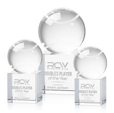 Tennis Ball Globe on Granby Base Crystal Award - Crystal Awards