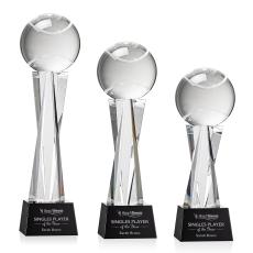 Tennis Ball Black on Grafton Base Globe Crystal Award - Crystal Awards