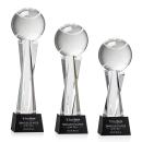 Tennis Ball Black on Grafton Base Globe Crystal Award