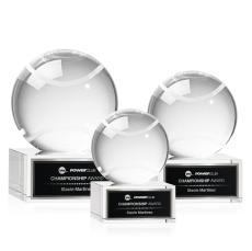 Tennis Ball Globe on Hancock Base Crystal Award - Crystal Awards