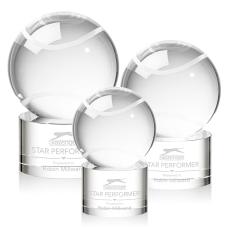 Tennis Ball Globe on Marvel Base Crystal Award - Crystal Awards