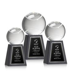 Tennis Ball Globe on Tall Marble Base Crystal Award - Marble & Stone Awards