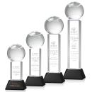 Tennis Ball Black on Stowe Base Globe Crystal Award