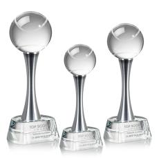 Tennis Ball Globe on Willshire Base Crystal Award - Metal Awards