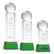 Baseball Green on Belcroft Base Globe Crystal Award - Crystal Awards