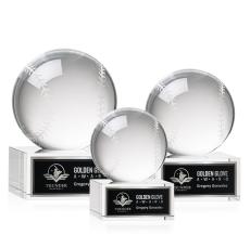 Baseball Globe on Hancock Base Crystal Award - Crystal Awards