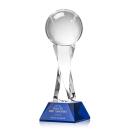 Baseball Blue on Langport Base Globe Crystal Award