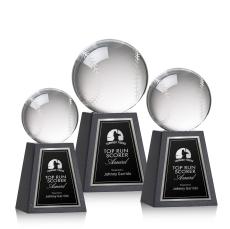Baseball Globe on Tall Marble Base Crystal Award - Crystal Awards