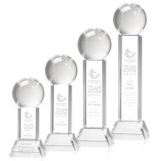 Baseball Clear on Stowe Base Globe Crystal Award - Crystal Awards