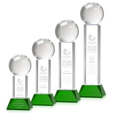 Baseball Green on Stowe Base Globe Crystal Award - Crystal Awards