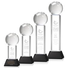 Baseball Black on Stowe Base Globe Crystal Award - Crystal Awards