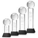 Baseball Black on Stowe Base Globe Crystal Award