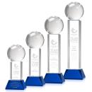 Baseball Blue on Stowe Base Globe Crystal Award