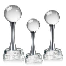 Baseball Globe on Willshire Base Crystal Award - Metal Awards
