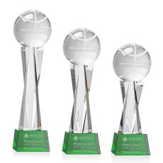 Basketball Green on Grafton Base Globe Crystal Award - Crystal Awards