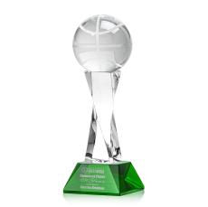 Basketball Green on Langport Base Globe Crystal Award - Awards and Trophies