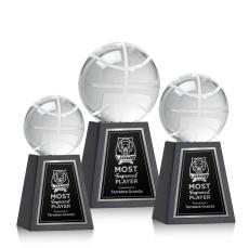 Basketball Globe on Tall Marble Base Crystal Award - Awards and Trophies