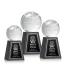 Basketball Globe on Tall Marble Base Crystal Award