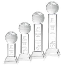Basketball Clear on Stowe Base Globe Crystal Award - Awards and Trophies