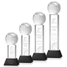 Basketball Black on Stowe Base Globe Crystal Award - Awards and Trophies