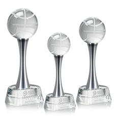 Basketball Globe on Willshire Base Crystal Award - Awards and Trophies