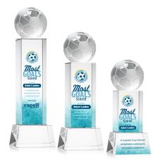 Soccer Ball Full Color Clear on Belcroft Globe Crystal Award - Awards and Trophies
