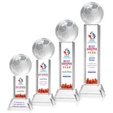 Soccer Ball Full Color Clear on Stowe Globe Crystal Award - Awards and Trophies