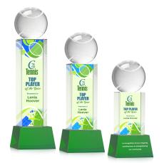 Tennis Ball Full Color Green on Belcroft Globe Crystal Award - Awards and Trophies