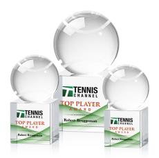 Tennis Ball Full Color Globe on Granby Crystal Award - Full Color Imprint