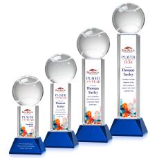 Tennis Ball Full Color Blue on Stowe Globe Crystal Award - Full Color Imprint