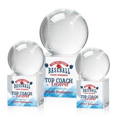 Baseball Full Color Globe on Granby Crystal Award - Full Color Imprint