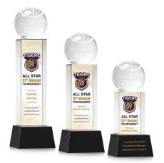Basketball Full Color Black on Belcroft Globe Crystal Award - Full Color Imprint