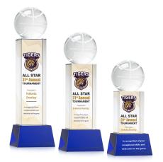 Basketball Full Color Blue on Belcroft Globe Crystal Award - Full Color Imprint