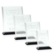 Embassy Jade/Black (Vert) Rectangle Glass Award - Glass Awards
