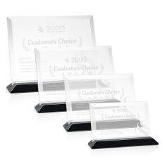 Embassy Starfire/Black (Horiz) Rectangle Crystal Award - Awards and Trophies