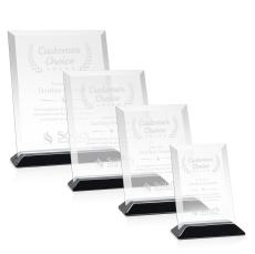 Embassy Starfire/Black (Vert) Rectangle Crystal Award - Awards and Trophies