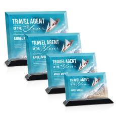 Embassy Full Color Starfire/Black (Horiz) Rectangle Crystal Award - Awards and Trophies