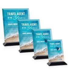 Embassy Full Color Starfire/Black (Vert) Rectangle Crystal Award - Awards and Trophies