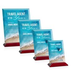 Embassy Full Color Starfire/Rosewood (Vert) Rectangle Crystal Award - Awards and Trophies